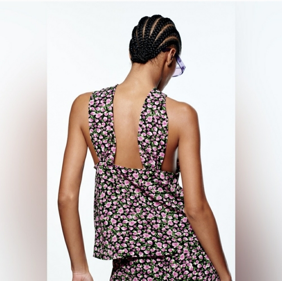 ZARA Floral print halter top - Picture 4 of 10
